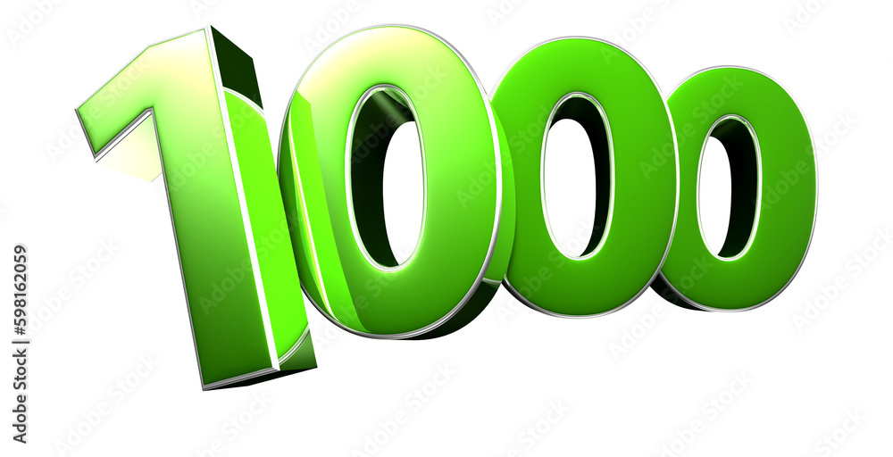 Number 1000 green 3D illustration. Number 1000 green 3D illustration.
