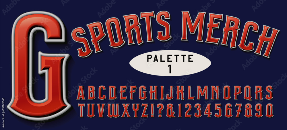 Fototapeta A condensed alphabet with 3d effects, ideal for sports merchandising, t-shirts, sweats, hats, banners, etc.