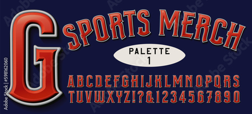 Fototapeta A condensed alphabet with 3d effects, ideal for sports merchandising, t-shirts, sweats, hats, banners, etc.