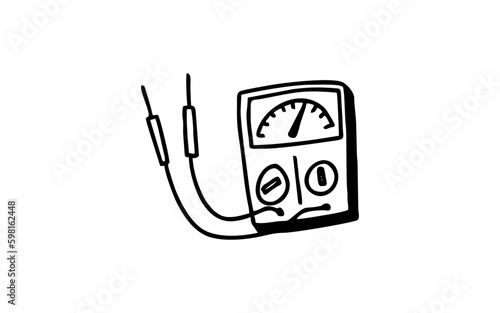 MULTITESTER Doodle art illustration with black and white style.