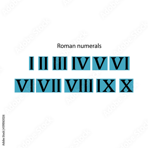 MobileRoman numerals from one to ten. design on a blue background