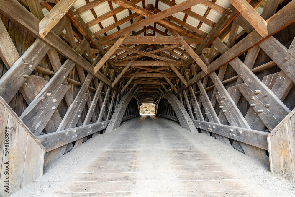 Historic Livingston Manor Van Tran Flat wooden covered bridge in the Town of Rockland NY