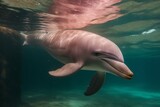 pink dolphin under the water, underwater view in amazon river, generative AI