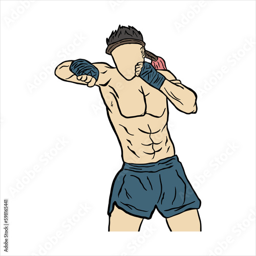 Illustration of a Muay Thai Fighter 