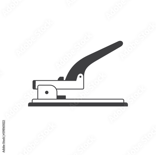illustration of a stapler, a tool for holding together a number of papers.