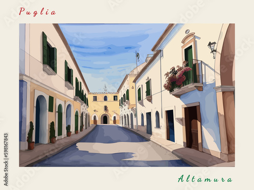 Altamura: Italian vintage postcard with the name of the Italian city and an illustration