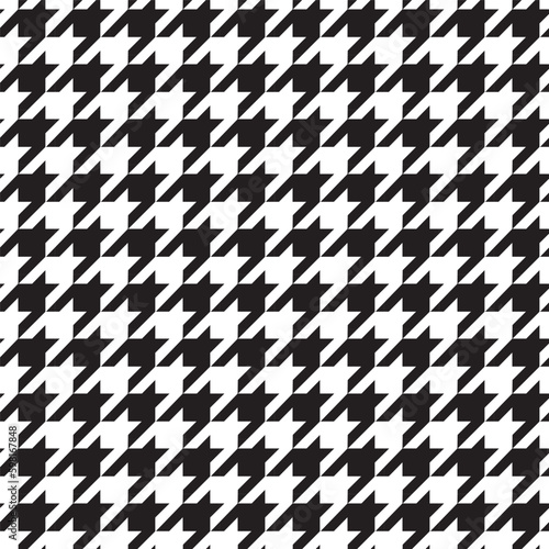 Classic flat abstract black and white traditional four pointed hounds tooth check textile pattern design element