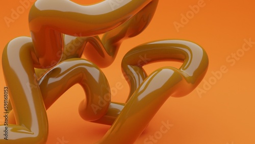 dark brown abstract illustration isolated on orange background.
