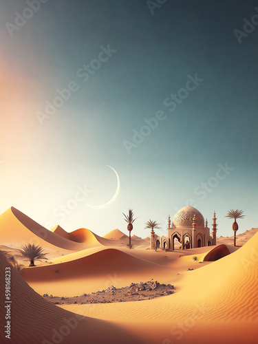 desert with night background and text space
