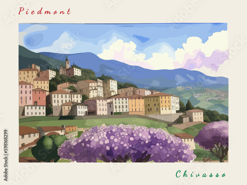 Chivasso: Italian vintage postcard with the name of the Italian city and an illustration