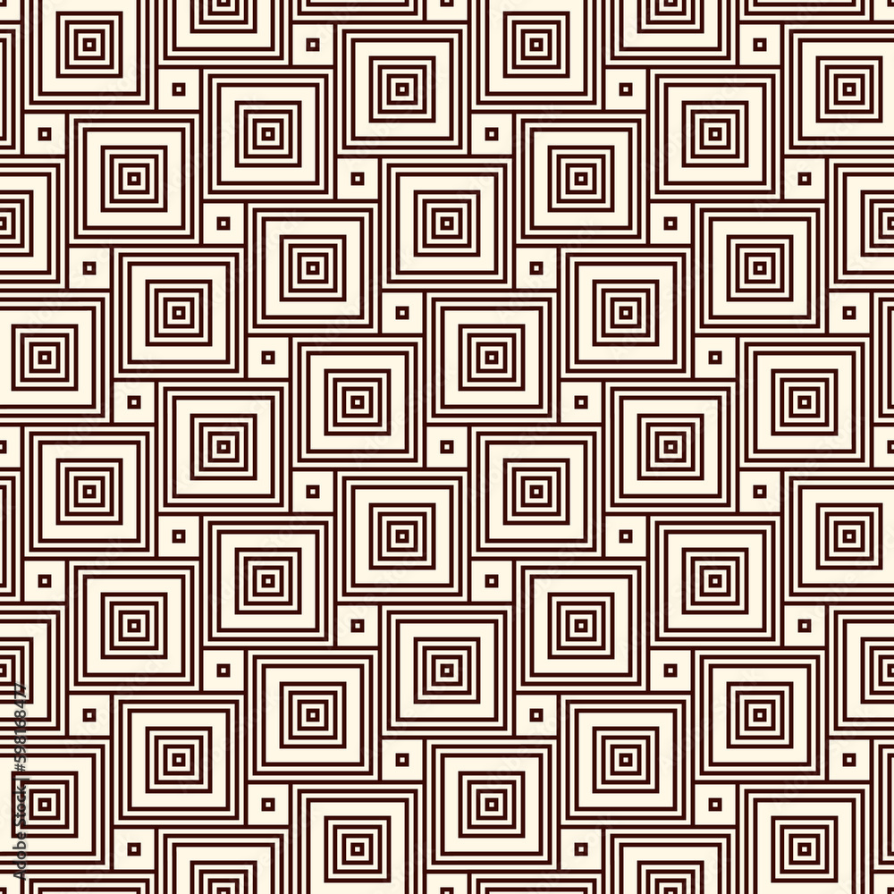 Square grid texture. Pythagorean tiling motif. Seamless pattern design with classic ornament. Geometric background