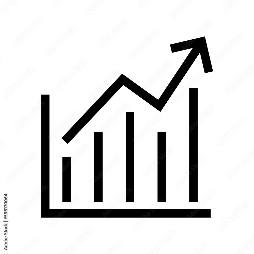 Growth icon vector. Simple growing bar graph sign illustration on white background..eps Growth icon vector. Simple growing bar graph sign illustration on white background..eps
