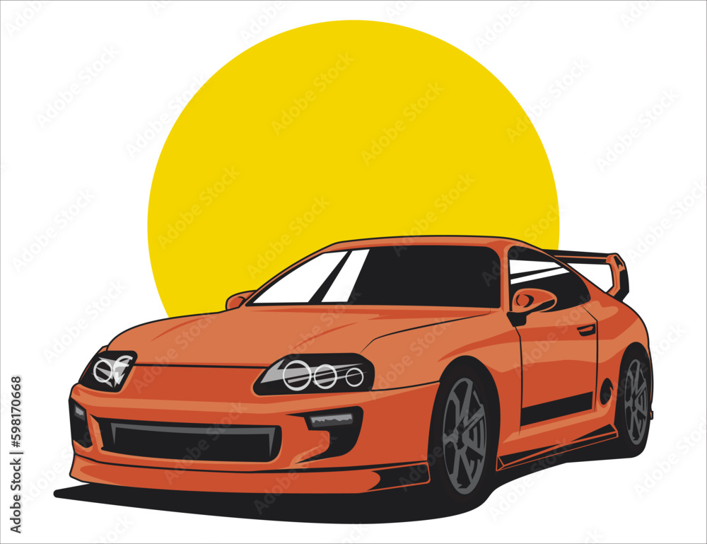 orange coloring vector design for car illustration graphic