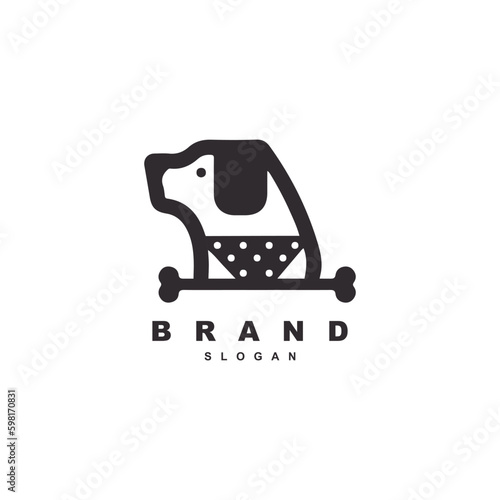 creative dog with bone and bandana logo design for your brand or business
