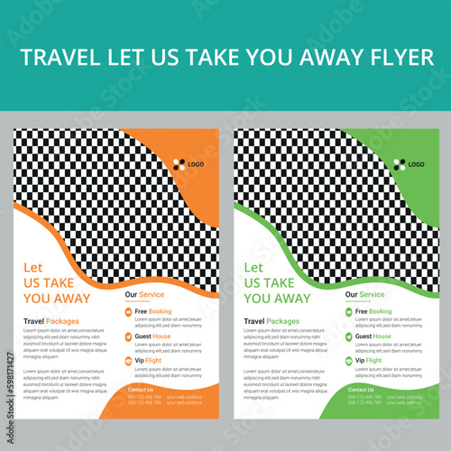 Travel let us take you away flyer design
