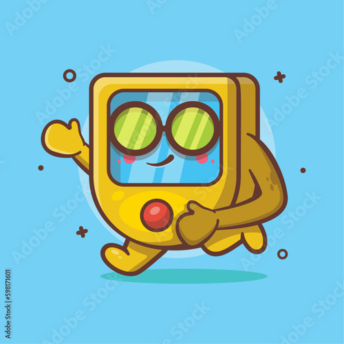 cool oximeter character mascot with running gesture isolated cartoon in flat style design © werezu