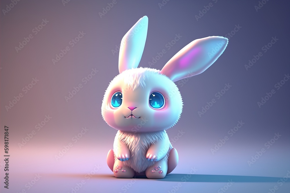 Fototapeta premium White rabbit easter is cute cartoon design