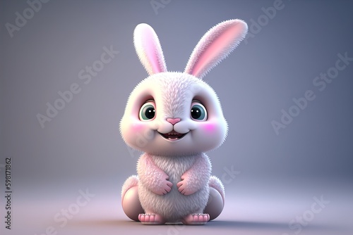 White rabbit easter is cute cartoon design
