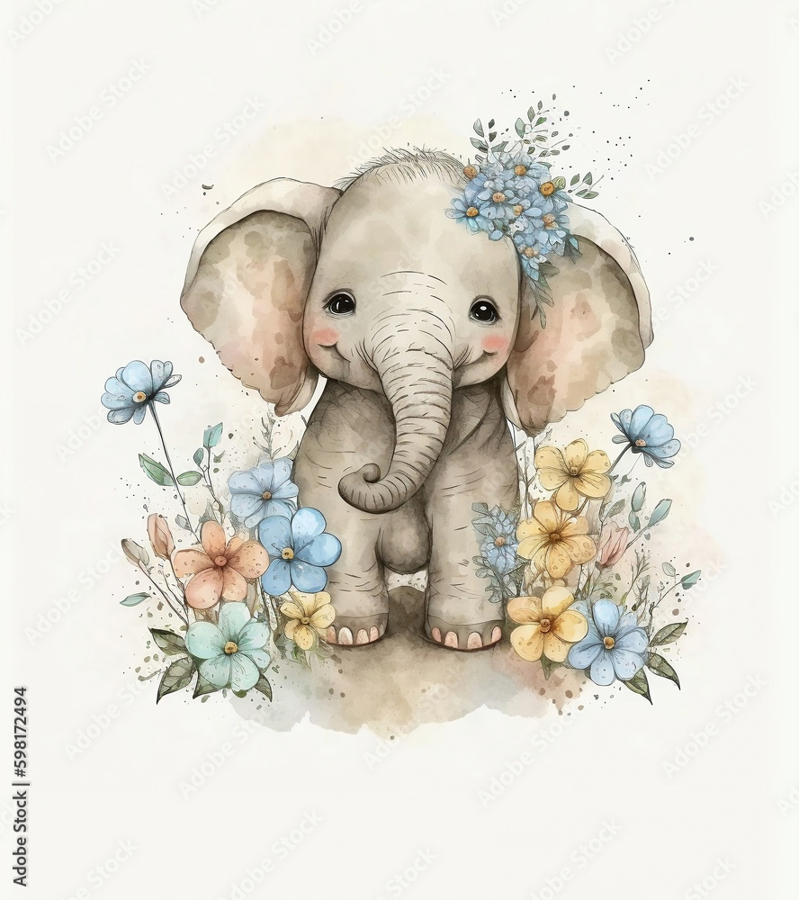 Super cute baby elephant greeting card