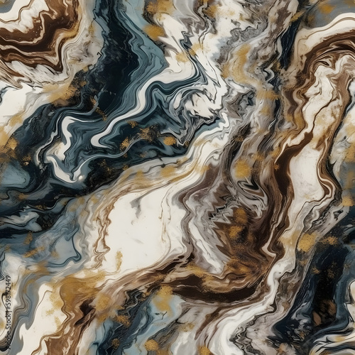 seamless blue brown cream and gold marble background. AI