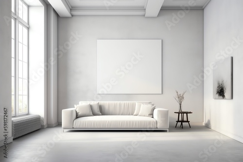 picture frame mockup psd hanging in modern living room minimalist generated ai