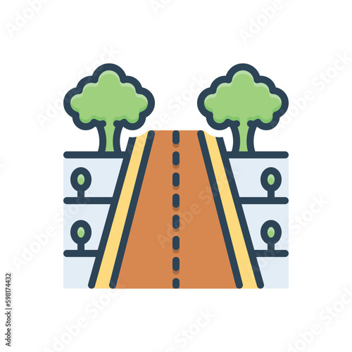 Color illustration icon for road 