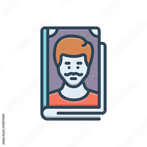 Color illustration icon for biography 