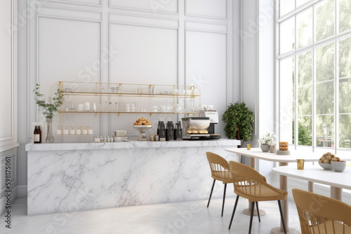 Wallpaper Mural white marble counter in modern luxury design café Torontodigital.ca