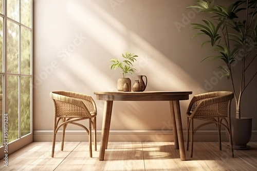 Wallpaper Mural wooden table counter in\ modern luxury brown tropical Torontodigital.ca
