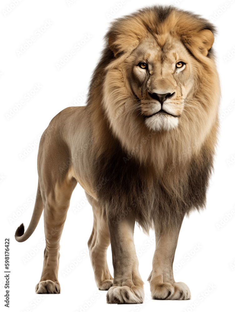 African Lion Full Body Frontal View Transparent Background