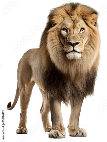 African Lion Full Body Frontal View Transparent Background © Johnny