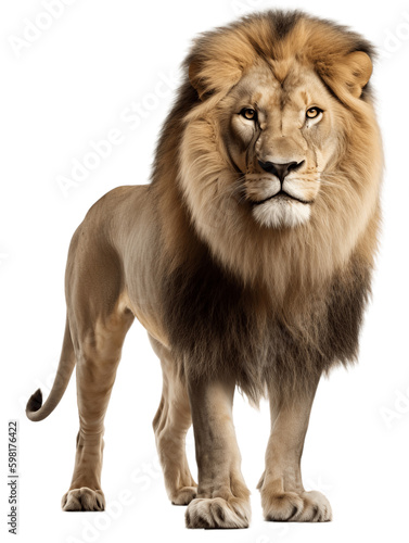 African Lion Full Body Frontal View Transparent Background