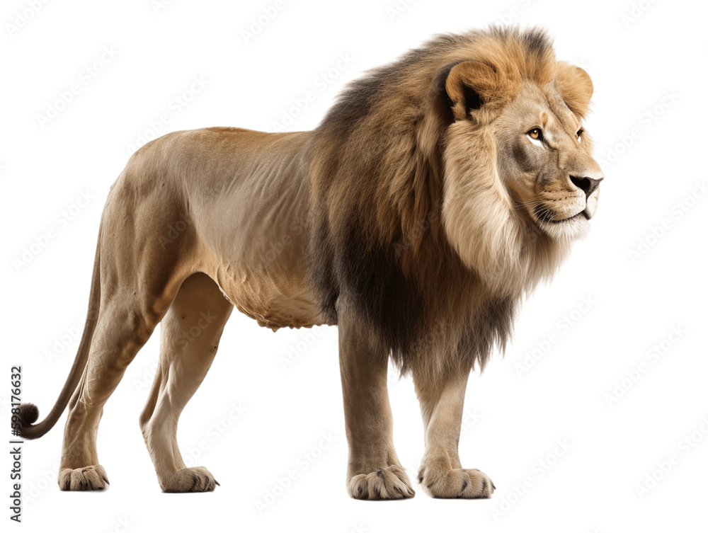 African Lion Full Body Viewed From Side Transparent Background