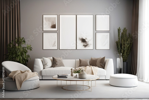 Modern interior design of living room. © HyperModel