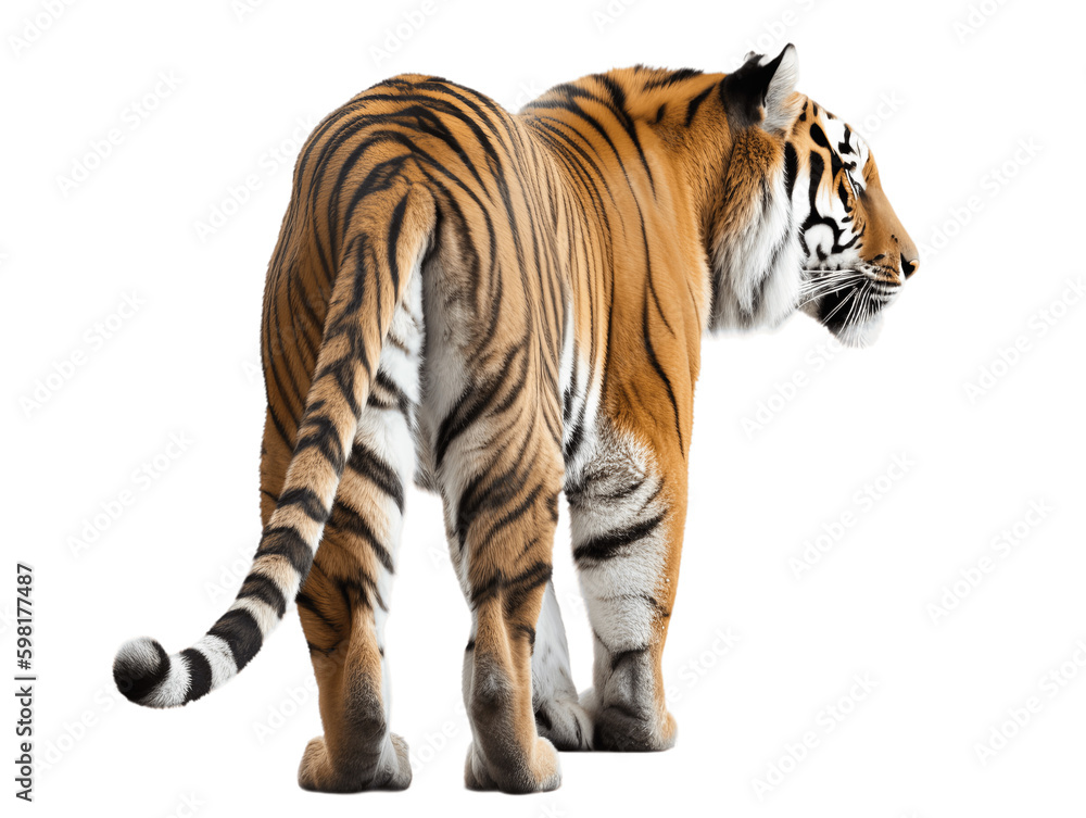 Bengal Tiger Full Body Viewed From Back Transparent Background