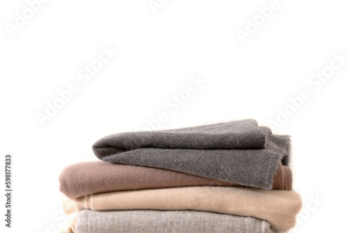 A stack of shawl wool fabric soft