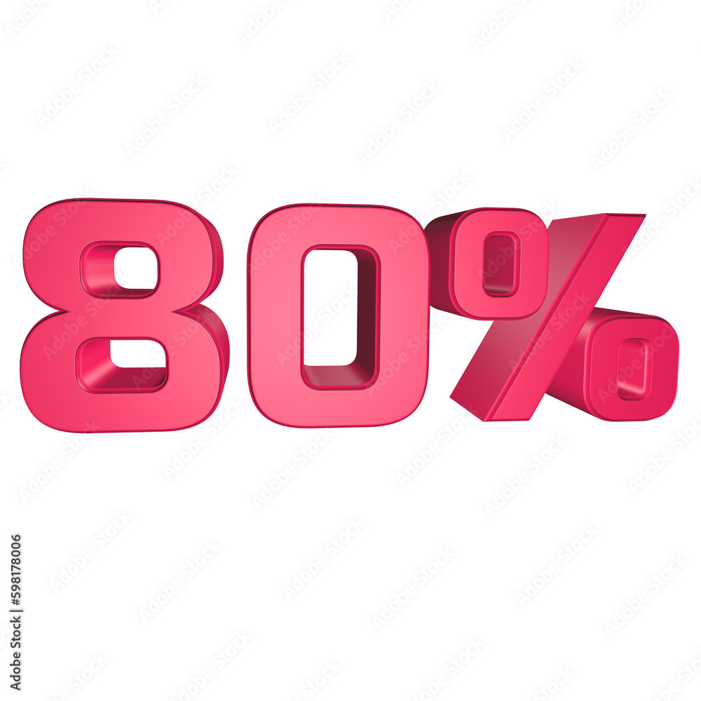 80% off discount 3D rendering design for sale marketing text 80% off discount 3D rendering design for sale marketing text