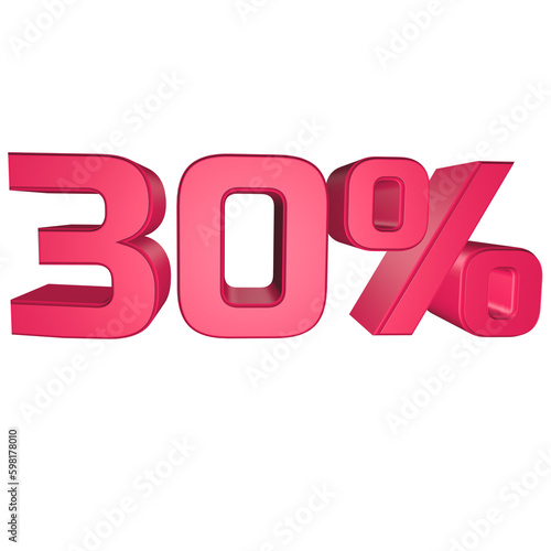 30% off discount 3D rendering design for sale marketing text
