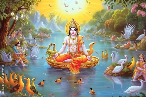 Lord Vishnu , Hindu God. Generative AI © CREATIVE STOCK