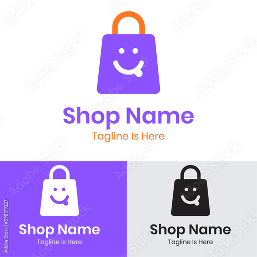 smile shopping bag logo design