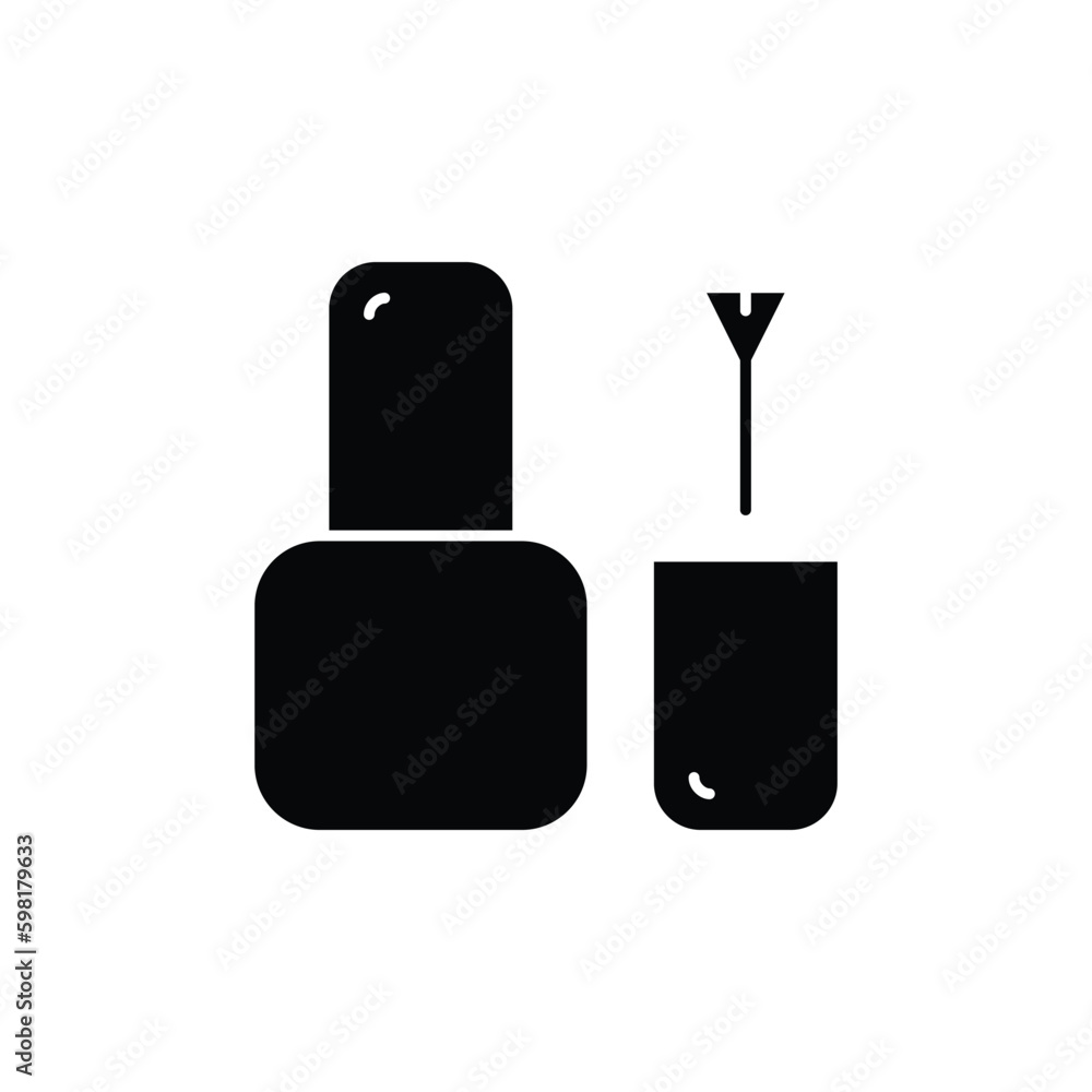 Nail polish bottle silhouette icon, Vector illustration. Nail polish bottle silhouette icon, Vector illustration.