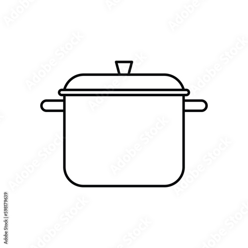 Stew pan line icon, outline vector sign, linear style pictogram isolated on white. Symbol, logo illustration. 