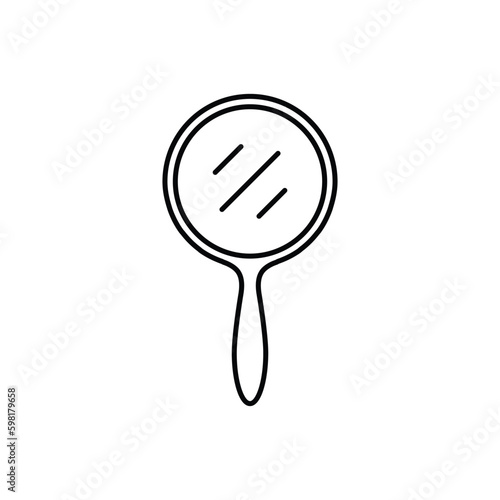 Hand mirror line icon, outline vector sign, linear style pictogram isolated on white. Symbol, logo illustration. 