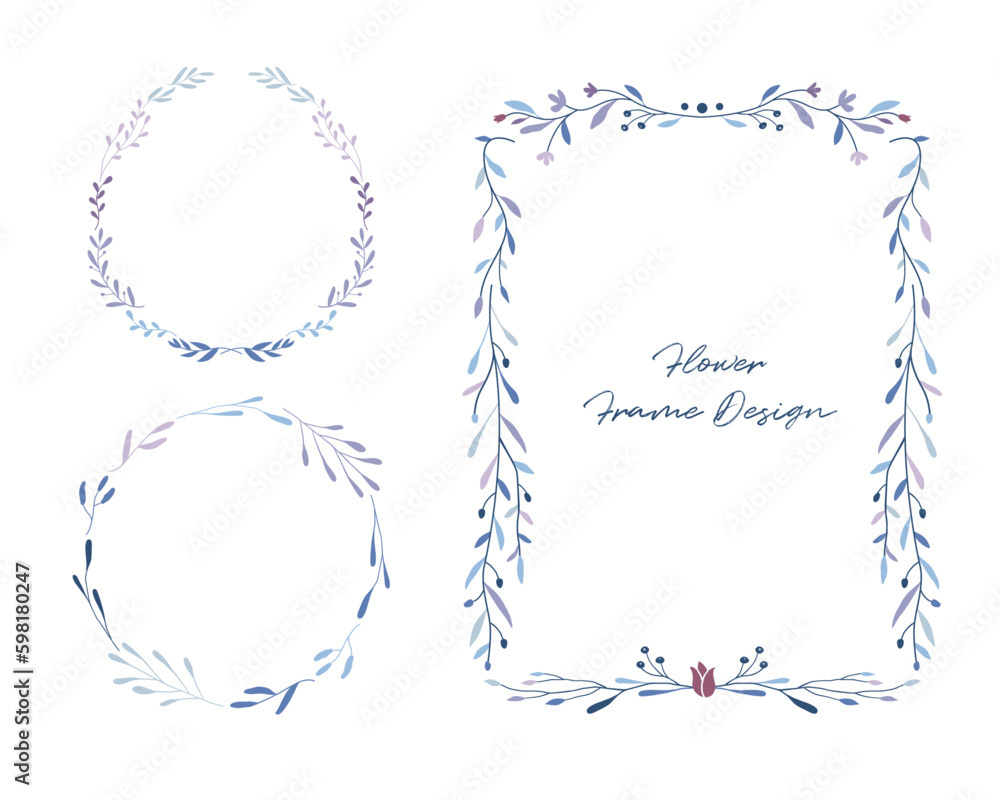 Flower and leaf frame decoration. Botanical wreath, border, garland design element. Floral illustration great for wedding invitation, greeting, mother's day card, web and social media post. Flower and leaf frame decoration. Botanical wreath, border, garland design element. Floral illustration great for wedding invitation, greeting, mother's day card, web and social media post.