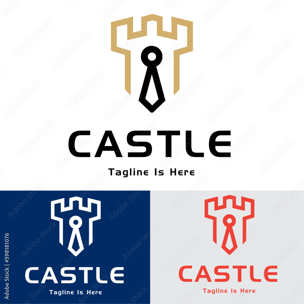 Fort castle with tuxedo logo design template
Fort castle with tuxedo logo design template