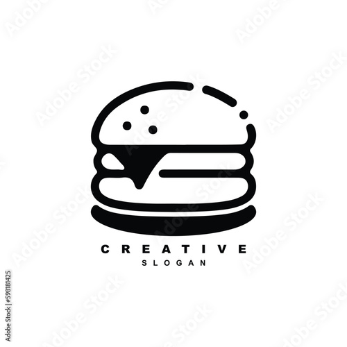 Simple minimal linear cheese burger logo design