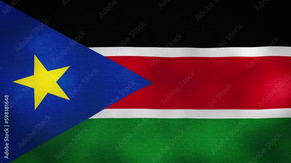 Waving Flag of South Sudan video background with vintage vignette overlay effect. Realistic Slow Motion Waving Flag of South Sudan video background with vintage vignette overlay effect. Realistic Slow Motion