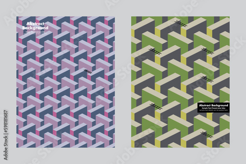 Geometric isometric rectangular box and stairs, puzzle, abstract background, vector graphic design, maze cube, business concept, cover poster website layout templates, link, crosswalk, labyrinth