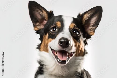 dog is smiling on white background © TULA
