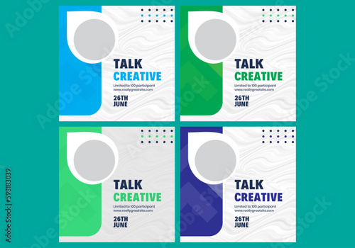 Green modern online event announcement social media & instagram post Template
